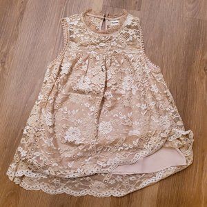 Beige lace tank